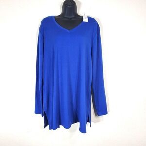 Lane Bryant Womens Blue Long Sleeve V-Neck Tunic Top Size 18/20 NWT